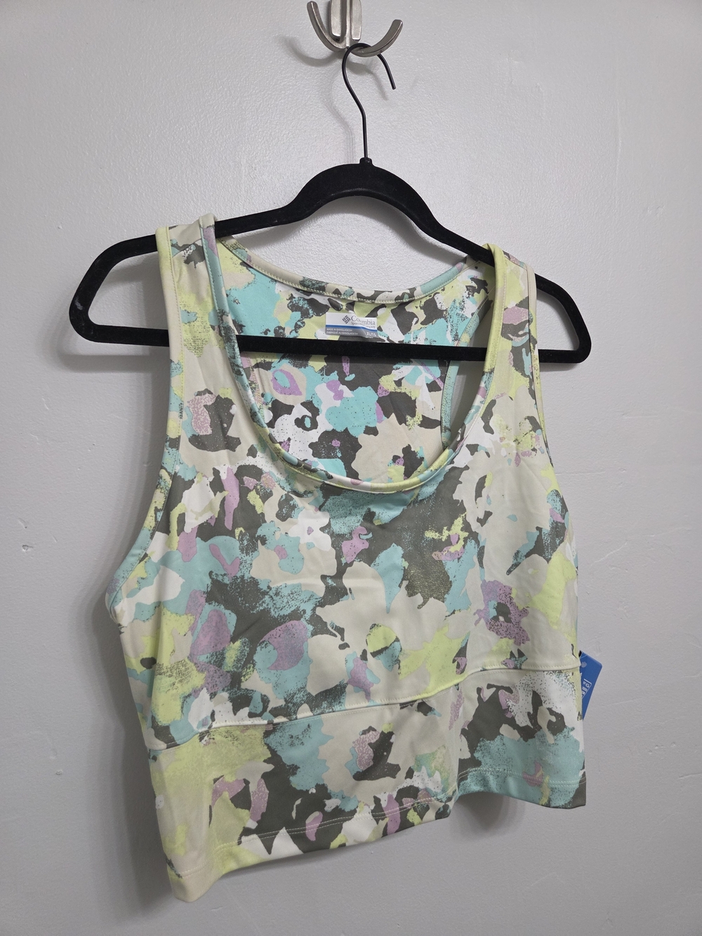 Columbia Pastel Abstract Cropped Tank Top - Mint Multi